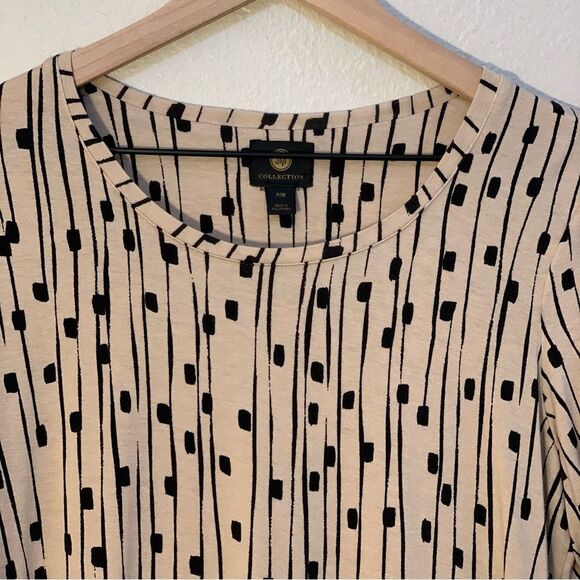 JM COLLECTION Tunic Top Women’s MPTan Black Scoop Neck 3/4 Sleeve Rayon Spandex. - Picture 3 of 9